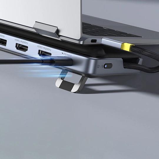 BASEUS ELITEJOY EH3, USB HUB, 12 ΘΥΡΕΣ, ΓΚΡΙ