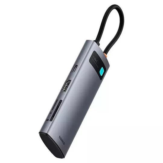 BASEUS METAL GLEAM SERIES, USB HUB, 7 ΘΥΡΕΣ, ΓΚΡΙ