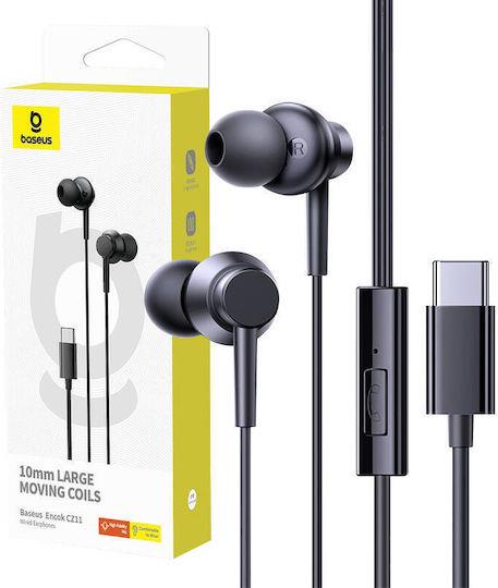 BASEUS ENCOK CZ11, ΕΝΣΥΡΜΑΤΑ ΑΚΟΥΣΤΙΚΑ, SEMI IN EAR, ΜΑΥΡΑ
