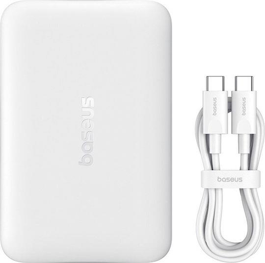BASEUS ENERFILL FM11, ULTRA MINI ΜΑΓΝΗΤΙΚΟ POWERBANK, 10000MAh, 22.5W, ΜΕ ΚΑΛΩΔΙΟ TYPE-C, ΛΕΥΚΟ