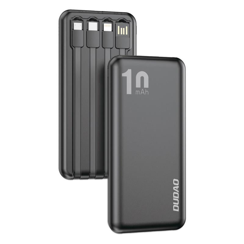 Φορτιστής Ανάγκης Dudao K6Pro 15W 10000mAh με 4 Ενσωματωμένα Καλώδια Μαύρο