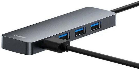 BASEUS ULTRAJOY SERIES, USB HUB, 4 ΘΥΡΕΣ, ΓΚΡΙ