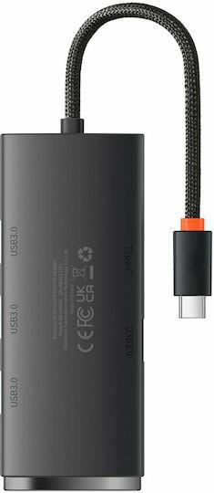 BASEUS LITE SERIES, HUB 4 ΘΥΡΕΣ, 0.25m, ΜΑΥΡΟ
