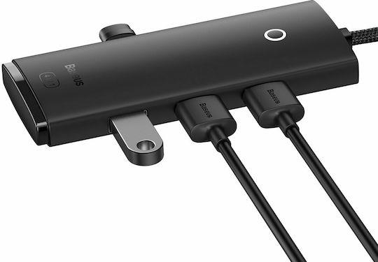 BASEUS LITE SERIES, HUB 4 ΘΥΡΕΣ, 0.25m, ΜΑΥΡΟ