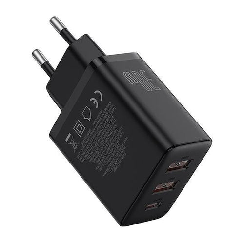 BASEUS CUBE, ΦΟΡΤΙΣΤΗΣ ΓΡΗΓΟΡΗΣ ΦΟΡΤΙΣΗΣ, 3 ΘΥΡΕΣ, 30W, ΜΑΥΡΟΣ