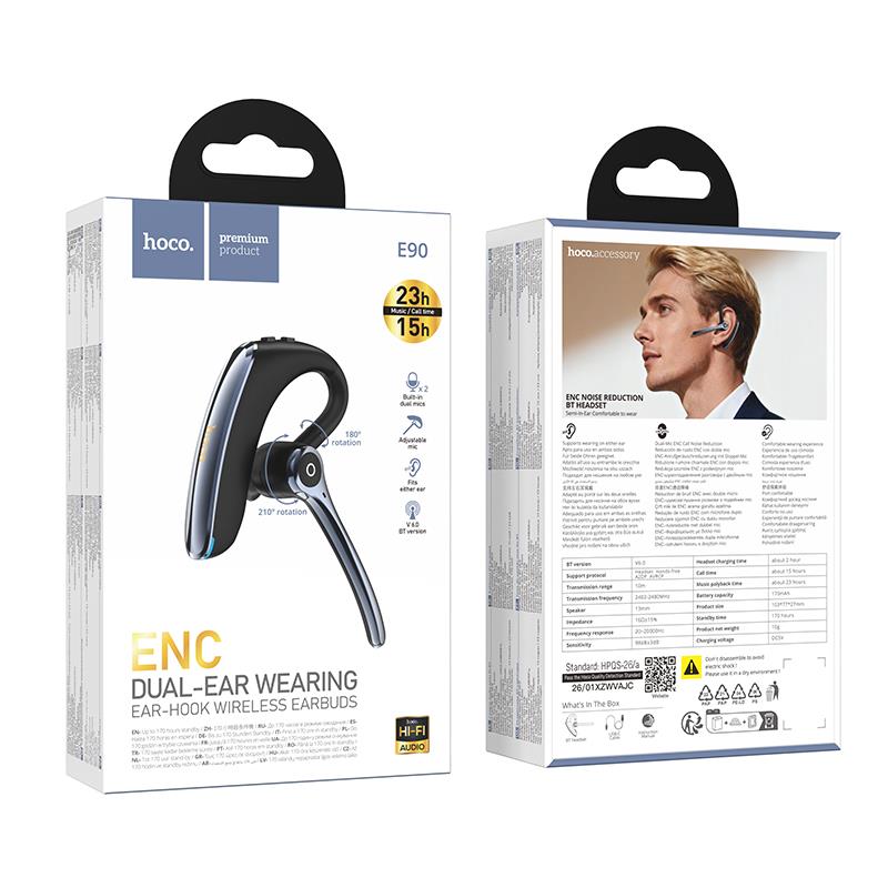 HOCO E22 DAZZLE TONE BUSINESS WIRELESS EARPHONE ΜΑΥΡΟ