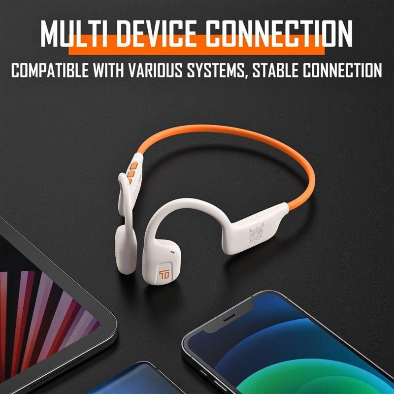 Στερεοφωνικό Ακουστικό Bluetooth Onikuma T37 TWS Neckband Λευκό-Πορτοκαλί