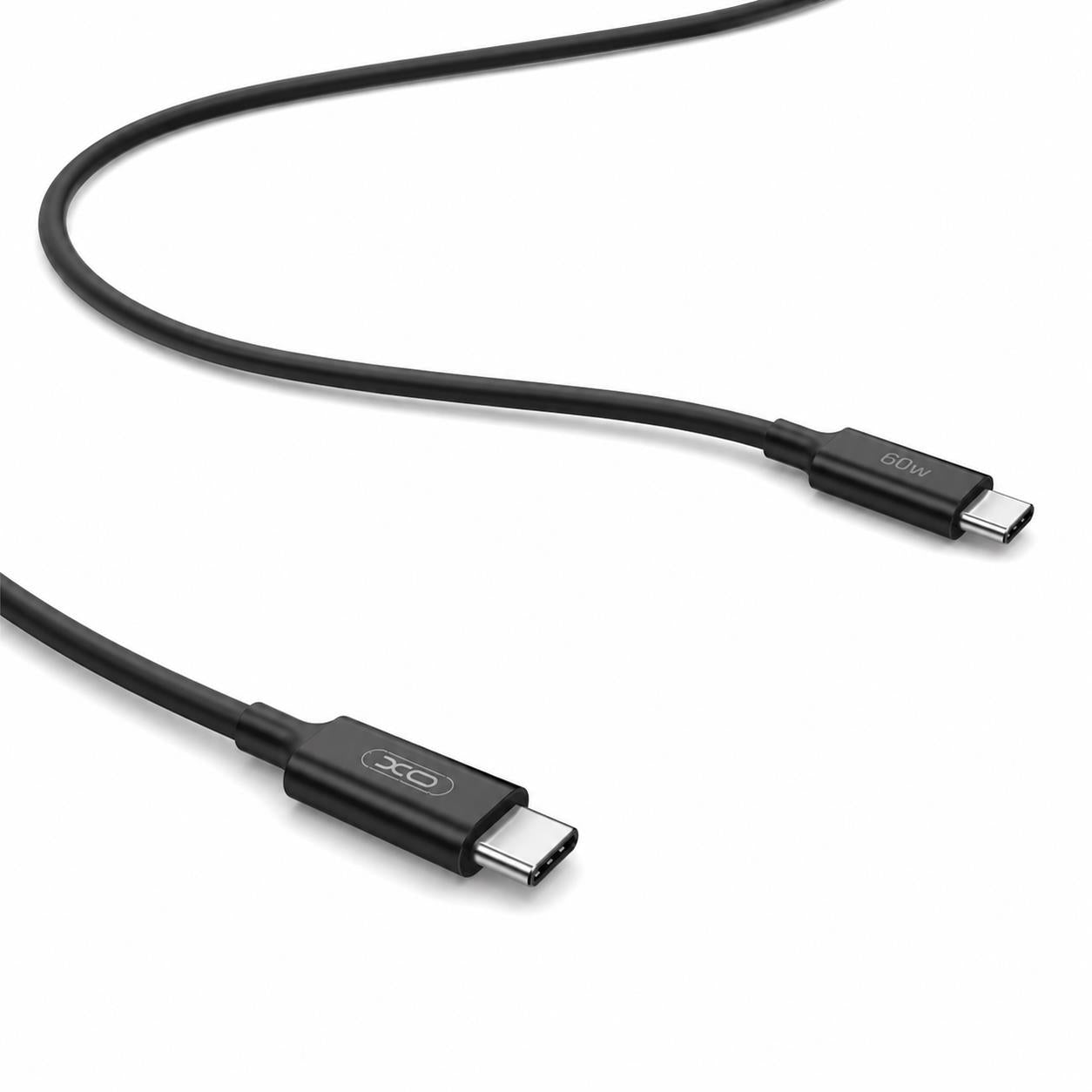 XO NB-Q307, ULTRA-THIN, ΚΑΛΩΔΙΟ ΓΡΗΓΟΡΗΣ ΦΟΡΤΙΣΗΣ, TYPE-C ΣΕ TYPE-C, 60W, MΑΥΡΟ