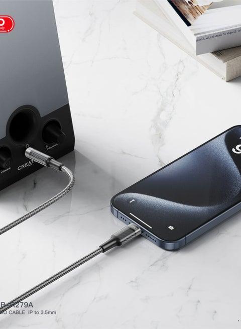 XO NB-R297A, ΚΑΛΩΔΙΟ ΗΧΟΥ LIGHTNING ΣΕ 3.5mm, ΜΑΥΡΟ