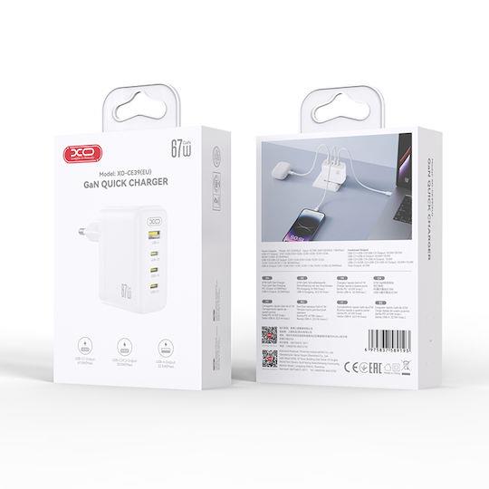 XO CE39, ΦΟΡΤΙΣΤΗΣ ΓΡΗΓΟΡΗΣ ΦΟΡΤΙΣΗΣ, 4 ΘΥΡΕΣ, GAN, 65W, ΛΕΥΚΟΣ