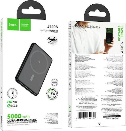HOCO J140A TONY POWERBANK, PD20W, 5000MAH, MAGSAFE, ΜΑΥΡΟ