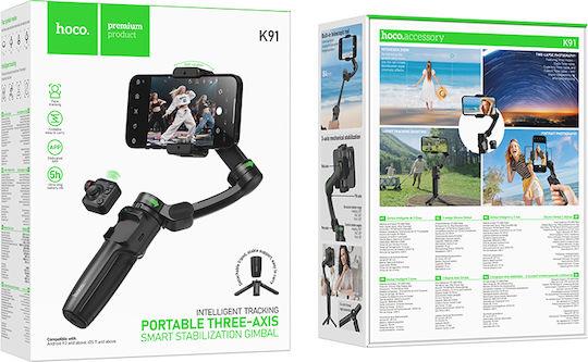 HOCO K91 ΤΡΙΑΞΟΝΙΚΟ GIMBAL, BLUETOOTH 5.2, 1800MAH, ΜΑΥΡΟ