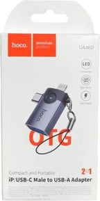 HOCO UA46A VICTORY ΑΝΤΑΠΤΟΡΑΣ, LIGHTNING ΣΕ TYPE-C, ΓΚΡΙ