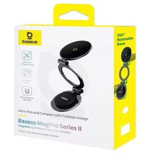 BASEUS MAGPRO SERIES II, ΜΑΓΝΗΤΙΚΗ ΒΑΣΗ ΑΥΤΟΚΙΝΗΤΟΥ, STICK-ON, 360° ΠΕΡΙΣΤΡΟΦΗ, ΚΟSMΙΚΟ ΜΑΥΡΟ