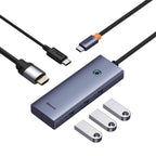 BASEUS ULTRAJOY SERIES, HUB DOCKING STATION, TYPE-C ΣΕ HDMI 4K@30HZ + 4X USB 3.0, SPACE GREY
