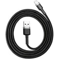 BASEUS CAFULE, ΚΑΛΩΔΙΟ ΦΟΡΤΙΣΗΣ, USB ΣΕ iP, 0.5m, 2.4A, ΓΚΡΙ+ΜΑΥΡΟ
