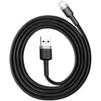 BASEUS CAFULE, ΚΑΛΩΔΙΟ ΦΟΡΤΙΣΗΣ, USB ΣΕ iP, 0.5m, 2.4A, ΓΚΡΙ+ΜΑΥΡΟ