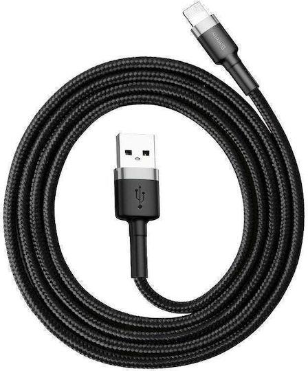 BASEUS CAFULE, ΚΑΛΩΔΙΟ ΦΟΡΤΙΣΗΣ, USB ΣΕ iP, 0.5m, 2.4A, ΓΚΡΙ+ΜΑΥΡΟ