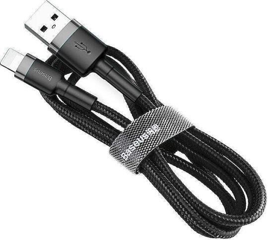 BASEUS CAFULE, ΚΑΛΩΔΙΟ ΦΟΡΤΙΣΗΣ, USB ΣΕ iP, 0.5m, 2.4A, ΓΚΡΙ+ΜΑΥΡΟ