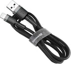 BASEUS CAFULE, ΚΑΛΩΔΙΟ ΦΟΡΤΙΣΗΣ, USB ΣΕ iP, 0.5m, 2.4A, ΓΚΡΙ+ΜΑΥΡΟ