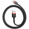 BASEUS CAFULE, ΚΑΛΩΔΙΟ ΦΟΡΤΙΣΗΣ, USB ΣΕ TYPE-C, 0.5m, 3A, ΚΟΚΚΙΝΟ+ΜΑΥΡΟ