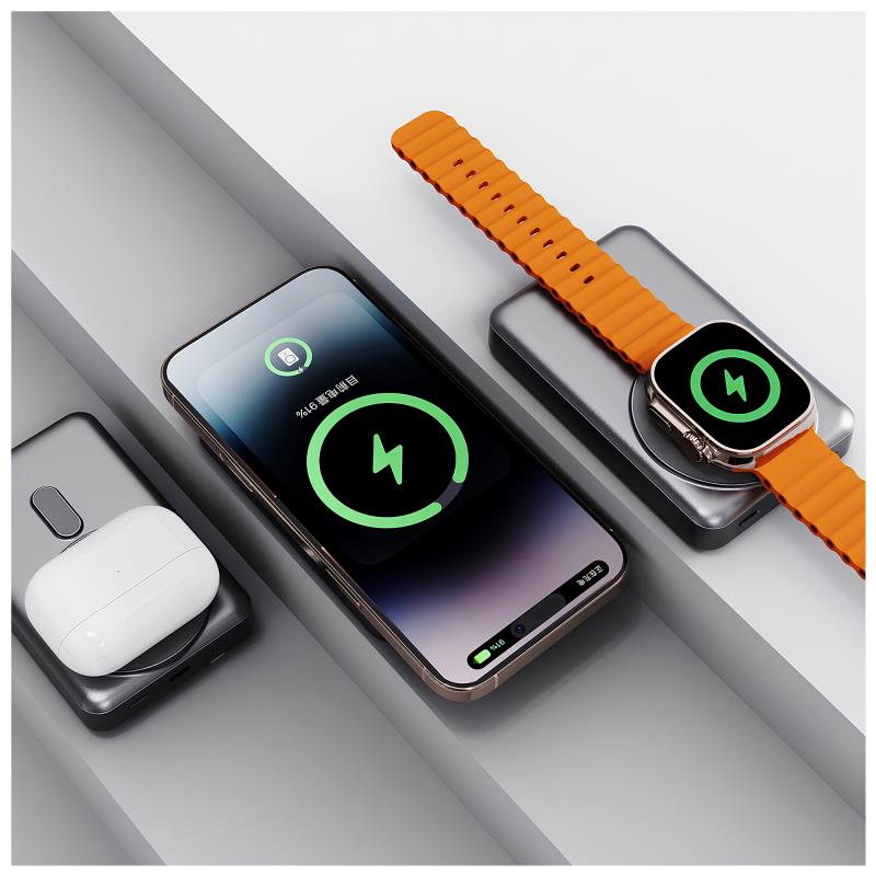 Dudao K29 20W 10000mAh PD QC Magnetic Emergency Charger with 2 Built-in Cables & Stand Silver