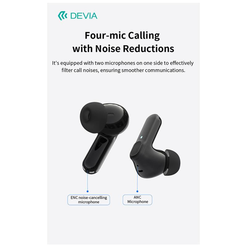 True Wireless Ακουστικά Bluetooth Devia EM408 ANC Pro1 Μαύρο