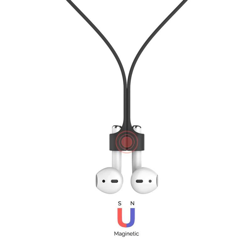 Strap Λαιμού Σιλικόνης AhaStyle PT74 Apple AirPods Magnetic Μαύρο