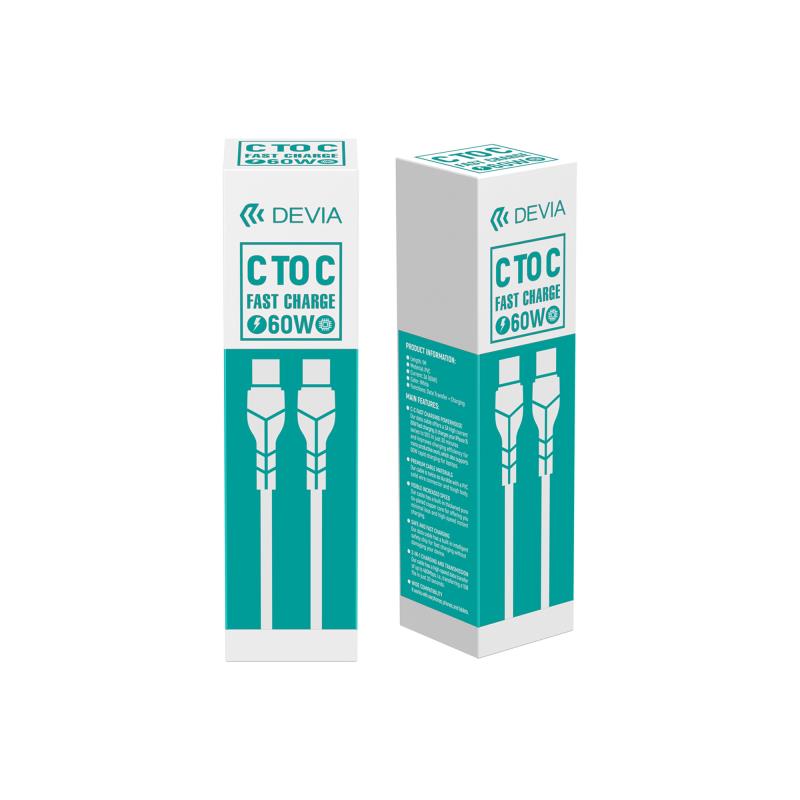 Καλώδιο Σύνδεσης USB 2.0 Devia EC151 USB C σε USB C 60W 1m Kintone Eco-Friendly Λευκό