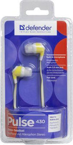 DEFENDER EARPHONES PULSE 430 WHITE &amp;amp; YELLOW