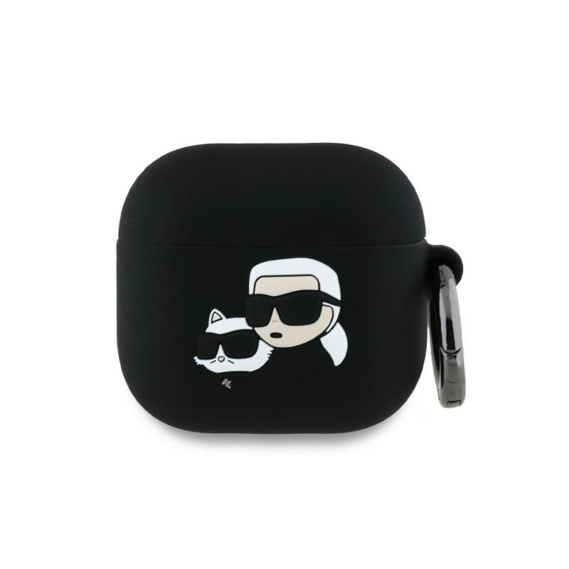 Θήκη Σιλικόνης Karl Lagerfeld Apple AirPods 5/ 4 Karl & Choupette Heads 3D Μαύρο