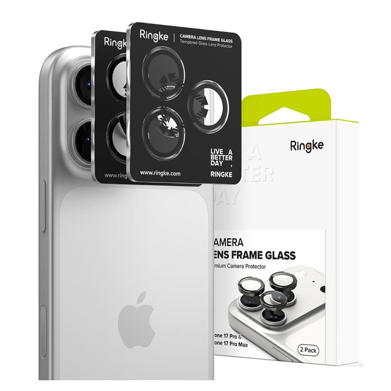 Tempered Glass Ringke Lens Frame για Τζαμάκι Κάμερας Apple iPhone 16 Pro/ 16 Pro Max/ 17 Pro/ 17 Pro Max Μαύρο (2 τεμ.)