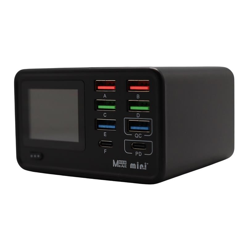 MaAnt DianBa Mini+ Benchtop Multi-Charger with 8 USB A & USB C PD/QC 100W Ports & Display Screen