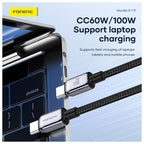 Καλώδιο Σύνδεσης USB 2.0 Foneng X119 Zinc Alloy Head Braided USB C σε USB C 100W 1m Μαύρο