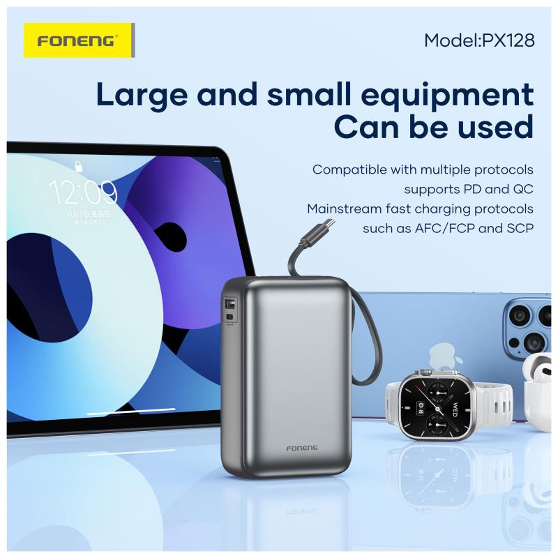 Φορτιστής Ανάγκης Foneng PX128 65W 30000mAh Σκούρο Γκρι