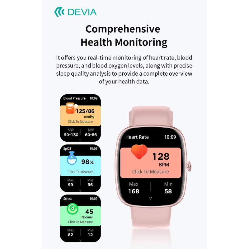 Smartwatch Devia WT5 1.83" Ροζ