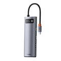 Hub USB C Baseus 8 σε 1 σε HDMI με Card Reader Metal Gleam Ασημί