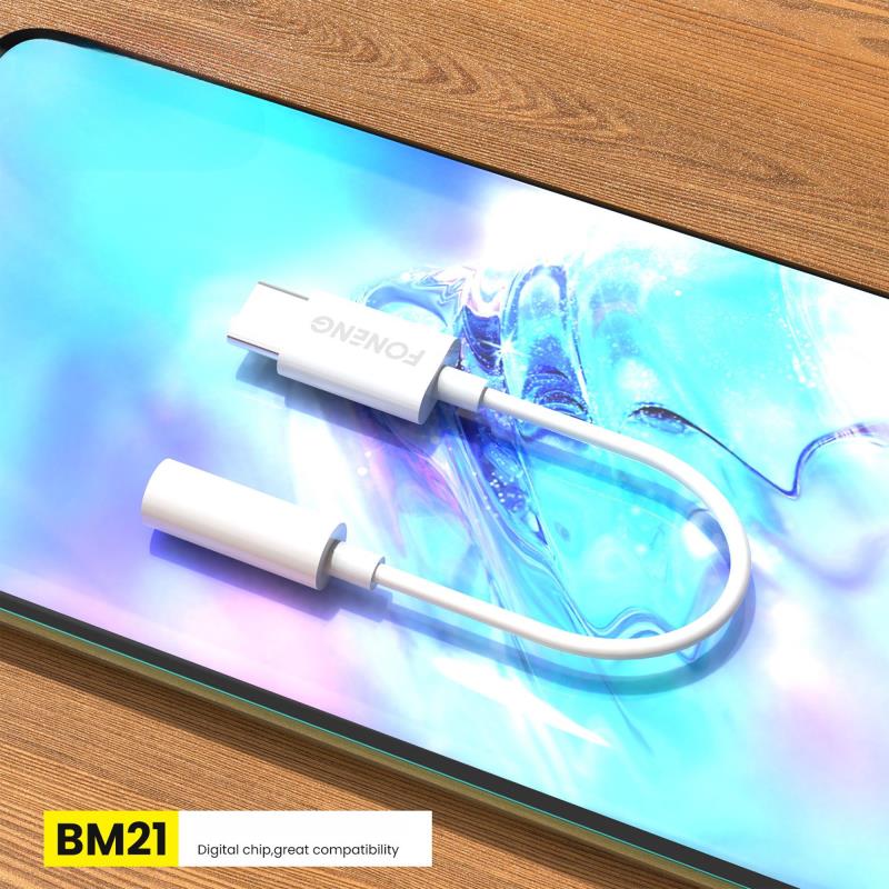 Αντάπτορας Foneng BM21 3.5mm Θηλυκό σε USB C Αρσενικό 0.1m Λευκό