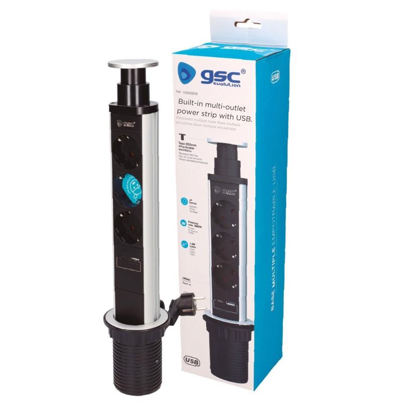 Πολύπριζο GSC 3 Θέσεων με Κουμπί On/Off, Θύρες USB A & USB C & Καλώδιο 1.4m (3 x 1.5mm) Μαύρο-Γκρι