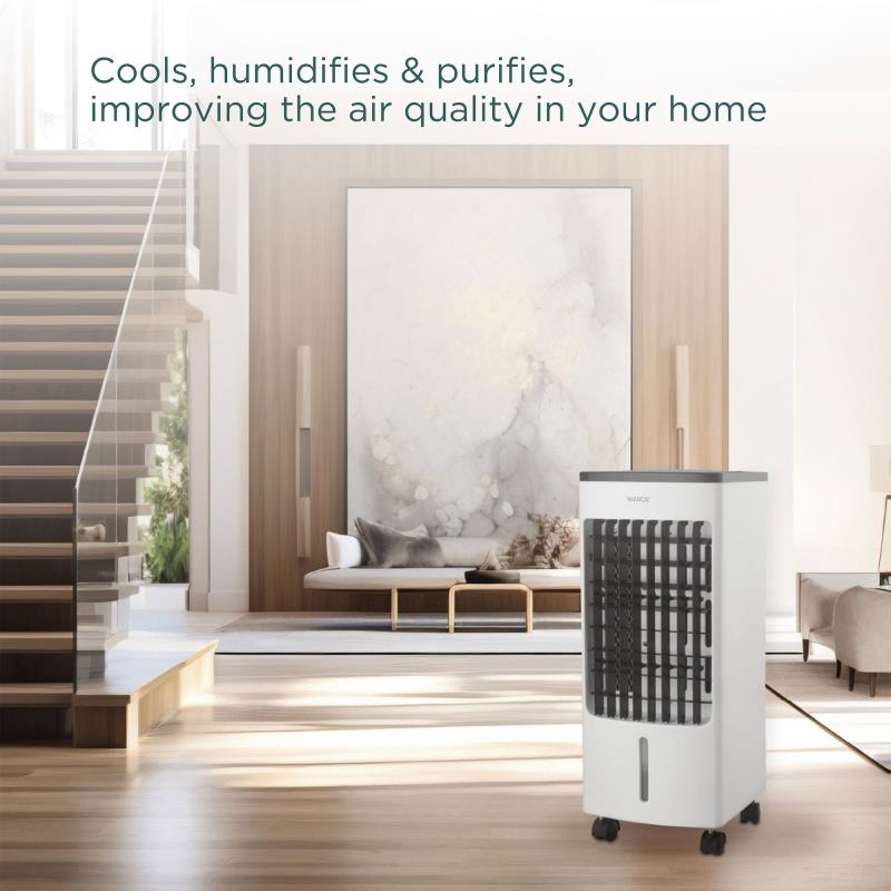 Επιδαπέδιος Ανεμιστήρας Niaros Tatasu Air Cooler 80W με Ψύκτες 4lt & Τηλεχειριστήριο Λευκό