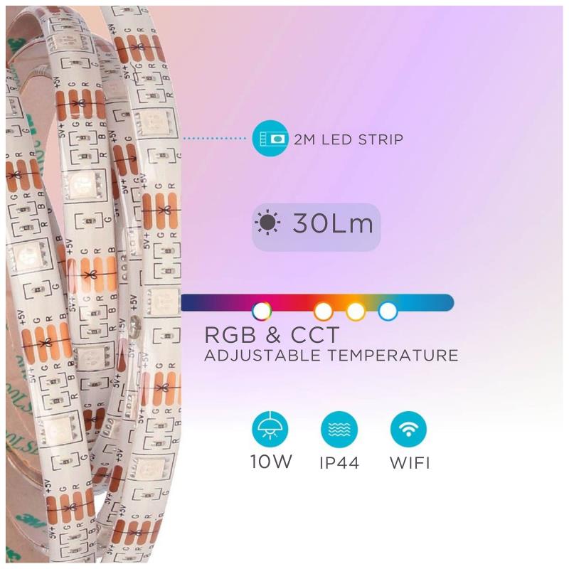 Έξυπνη Ταινία Φωτισμού LED GSC με Bluetooth 10W 30lm IP44 2m Πολύχρωμο