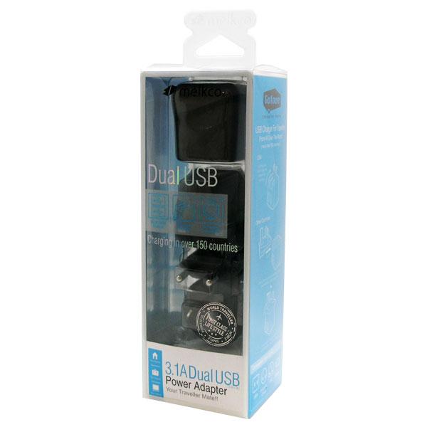 Φορτιστής Ταξιδίου Melkco Worldwide EU/UK/US/AU με Διπλή Έξοδο 2xUSB A 1.0A 2.0A
