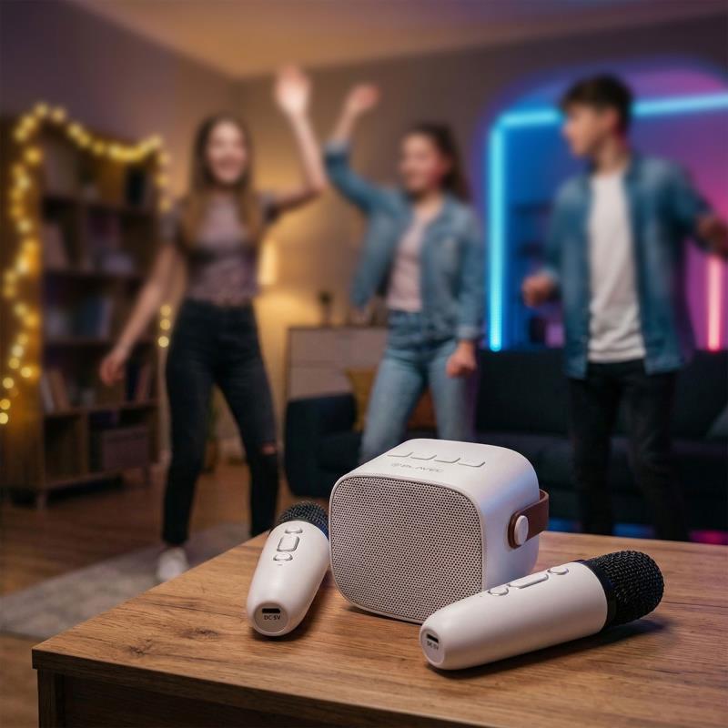 Φορητό Ηχείο Bluetooth Blavec WS-07 Karaoke Party με 2 Μικρόφωνα 5W Λευκό