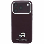 Θήκη PU Karl Lagerfeld Magsafe Apple iPhone 18 Pro/ 17 Pro Grained Leather Karl & Choupette Heads Μπορντώ