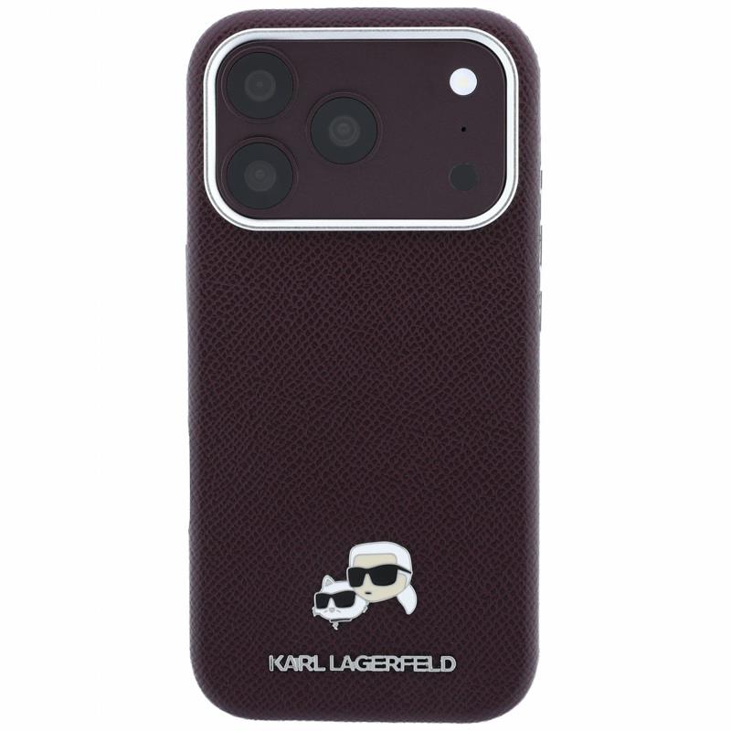 Θήκη PU Karl Lagerfeld Magsafe Apple iPhone 18 Pro/ 17 Pro Grained Leather Karl & Choupette Heads Μπορντώ