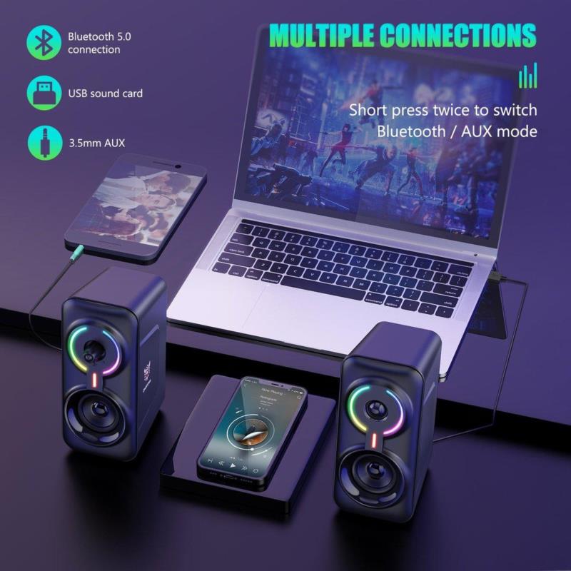 Ενσύρματα Ηχεία Onikuma L6 με Bluetooth 5.0 AUX 3.5 USB Sound Card 2x5W Μαύρο
