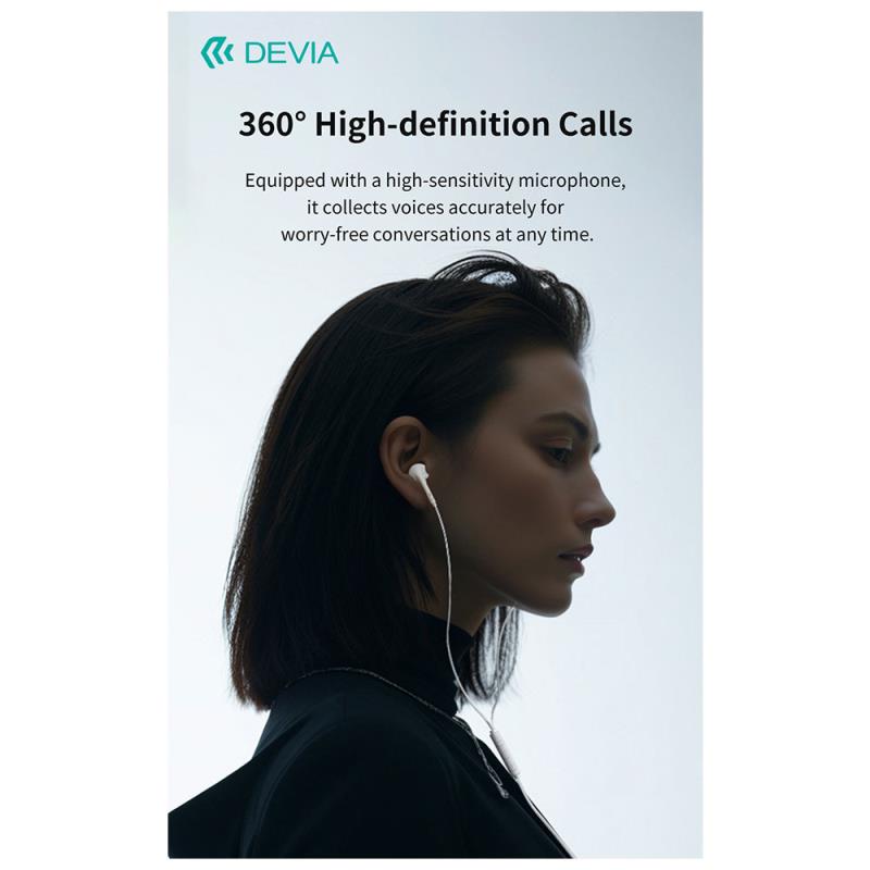 Hands Free Stereo A3 Devia EM109 USB C Kintone Λευκό