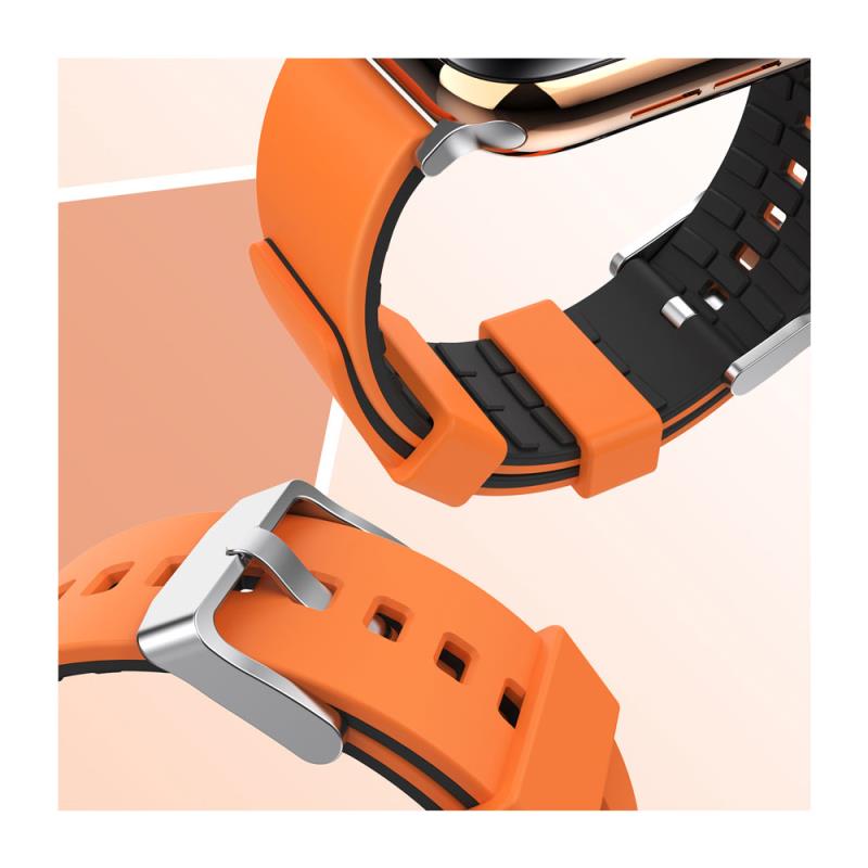 Λουράκι Σιλικόνης Ahastyle WA11 Duotone Premium Silicone Apple Watch (38/ 40/ 41/ 42mm) Πορτοκαλί-Μαύρο