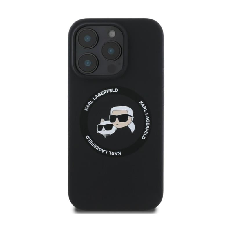 Θήκη Σιλικόνης Karl Lagerfeld Magsafe Apple iPhone 16 Pro Max Karl & Choupette Heads Μαύρο