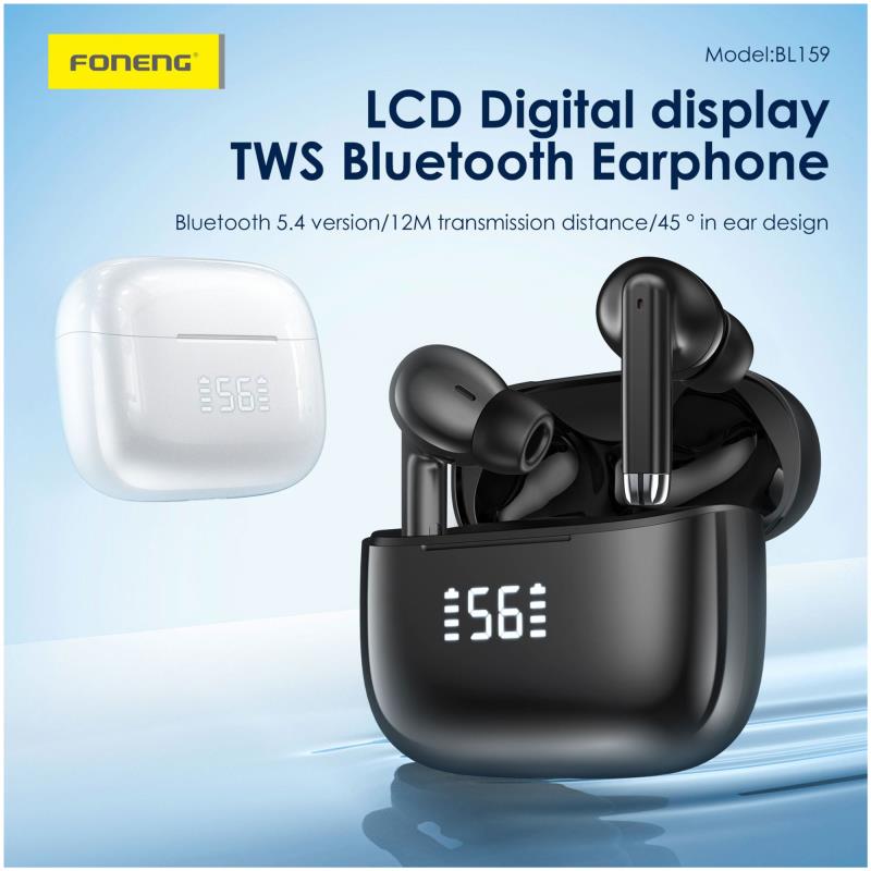 True Wireless Ακουστικά Bluetooth Foneng BL159 με Οθόνη Λευκό